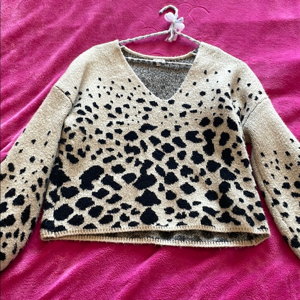 Cheetah print V neck sweater